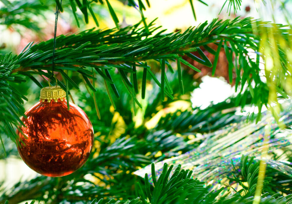 weinachtsbaum geschmückt mit dekoration oder weihnachtsbaumschmuck;